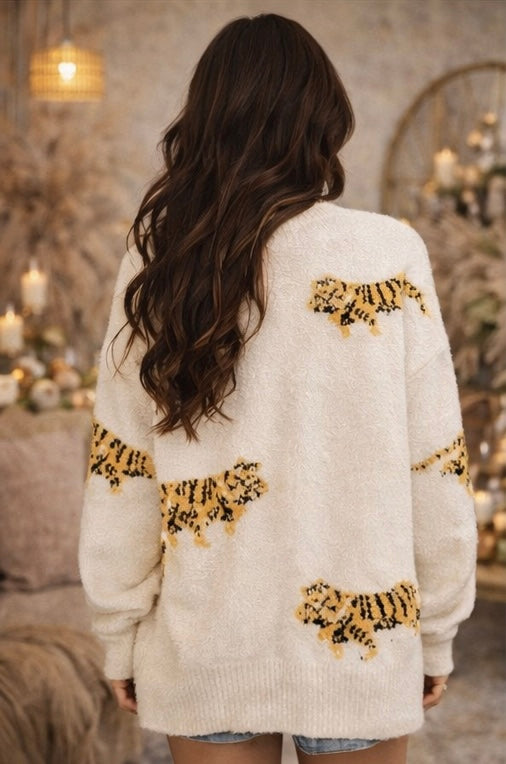 Tiger Cozy Cardigan [cream]