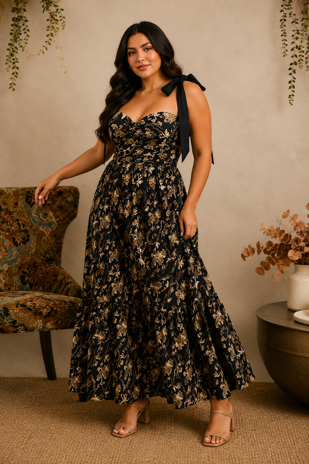 Heirloom Romance Tie-Shoulder Maxi Dress [cream]