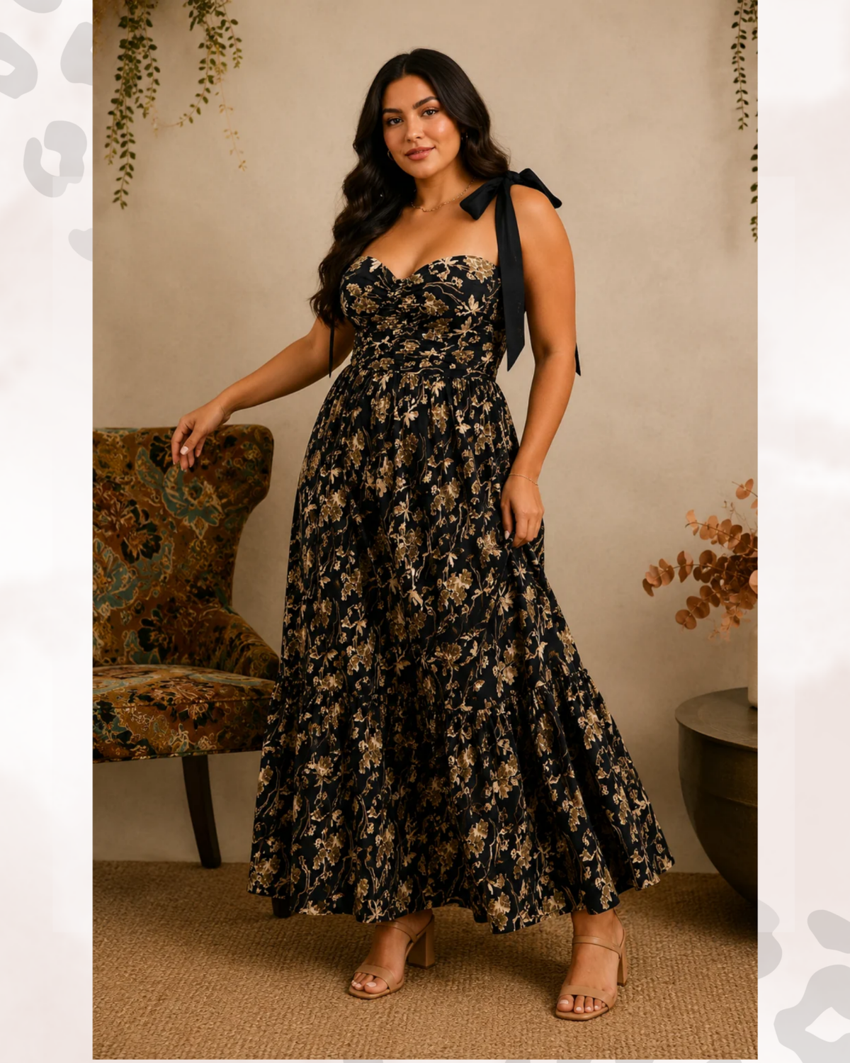 Heirloom Romance Tie-Shoulder Maxi Dress [black]