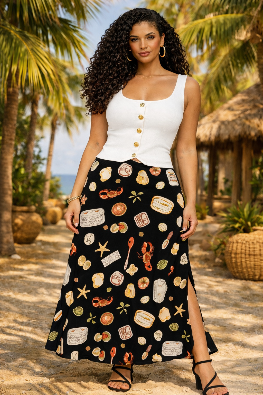 Portofino Slip On Midi Skirt