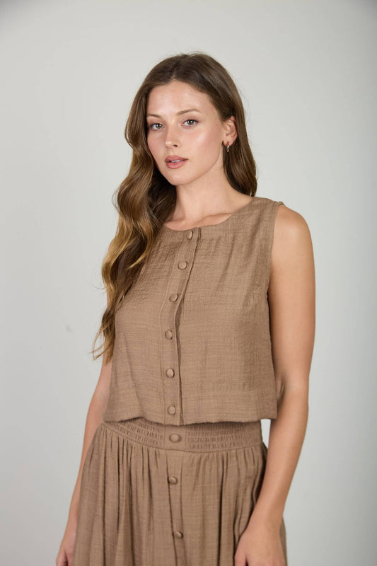 Textured Button Down Tank
