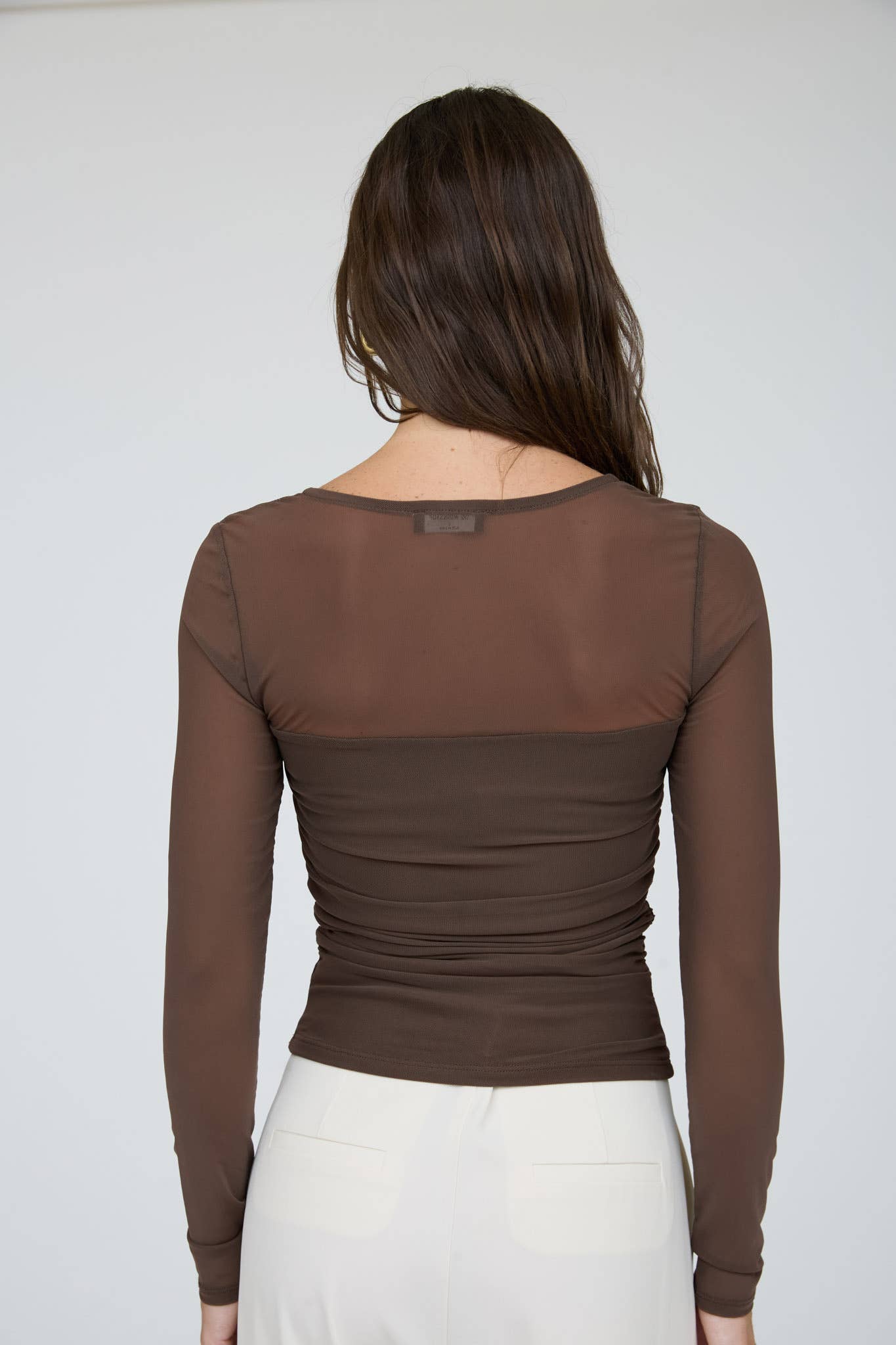 After Hours Ruched Mesh Top [bordeaux]