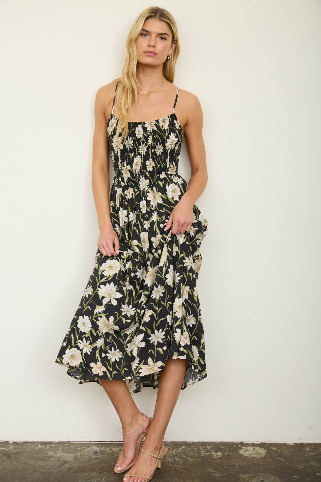Garden Muse Basque Midi Dress