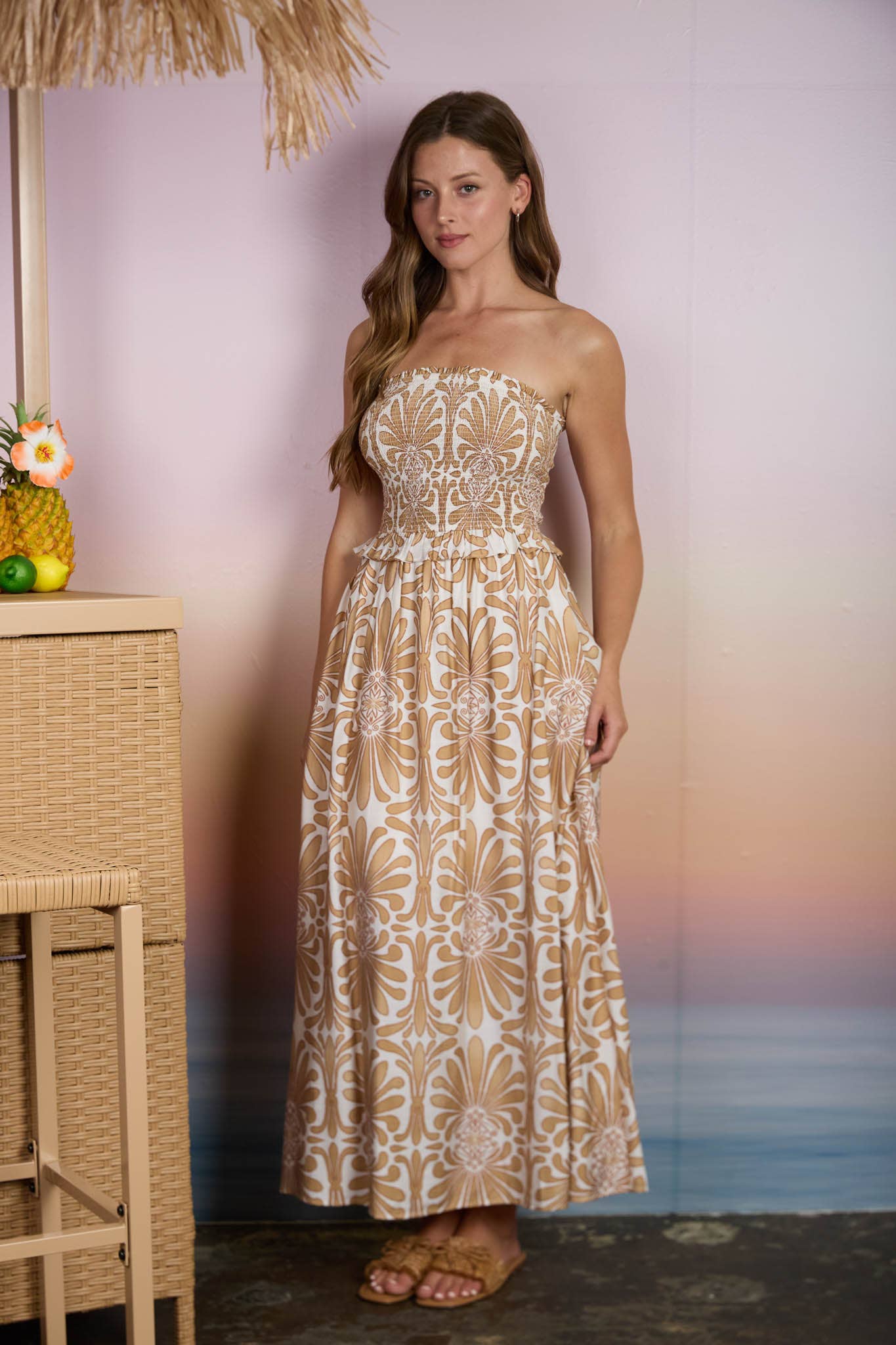 Midnight Romance Midi Dress [camel]