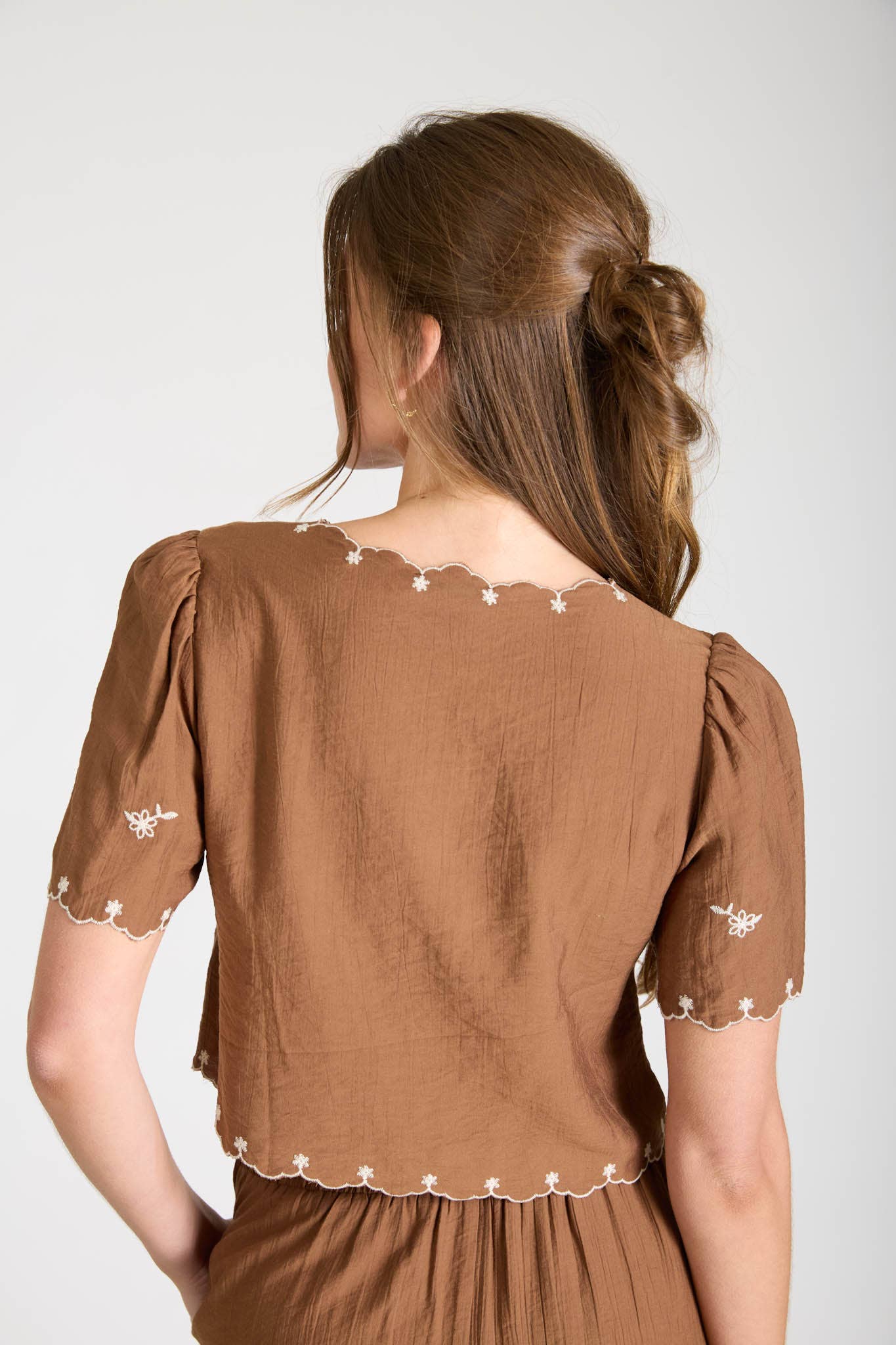 Birdsong Embroidered Tie Top