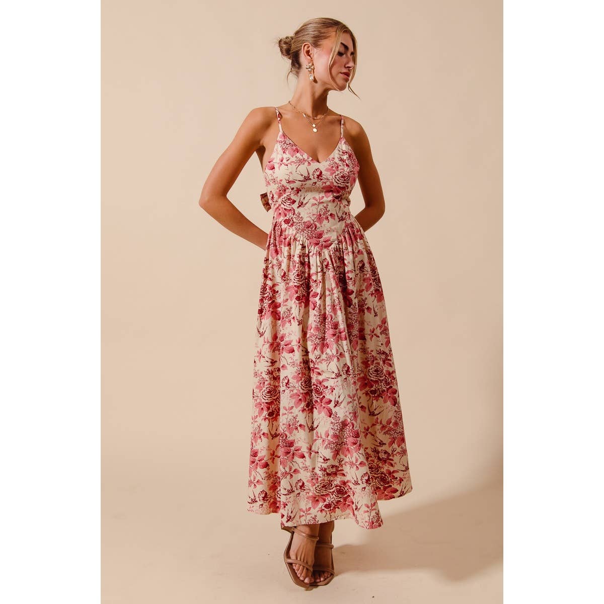 Rosé Garden Midi Dress