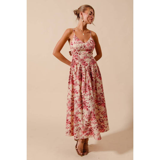 Rosé Garden Midi Dress