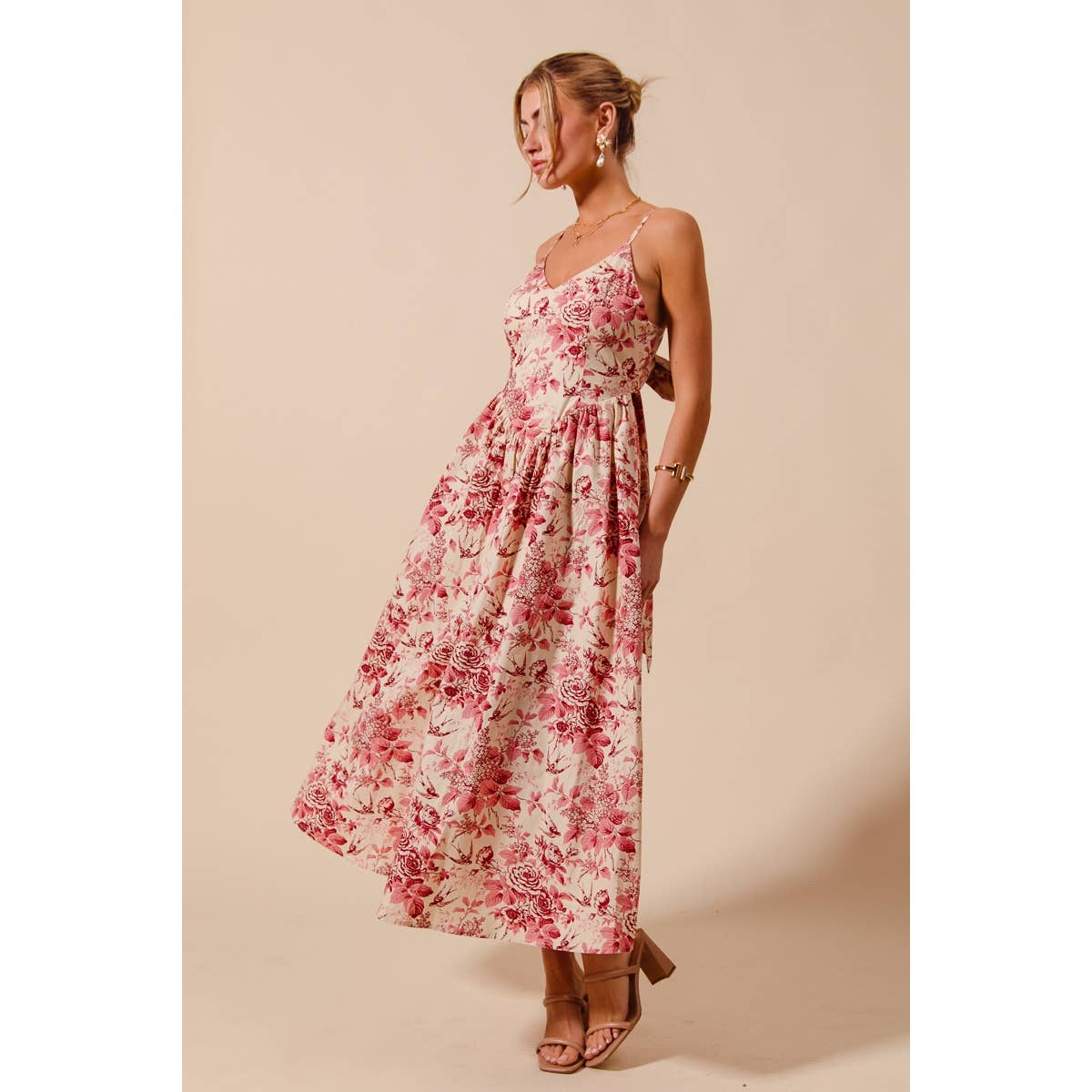 Rosé Garden Midi Dress