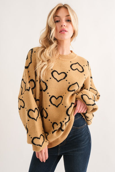 Hearts on Hearts Sweater [sand]