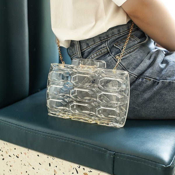 Stylish Acrylic Clear Box Clutch [Clear, Clear Abstract and Honey Comb]
