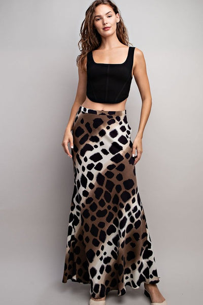 Spotted Maxi Skirt [brown]
