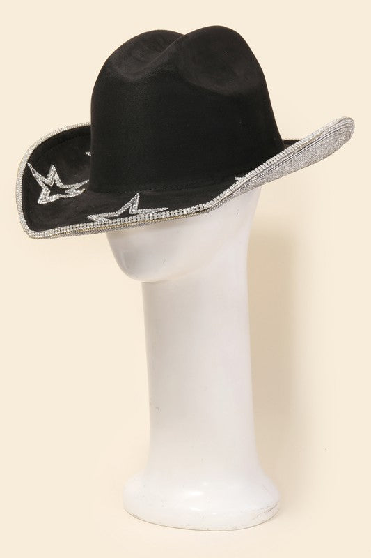 Super Star Rhinestone Cowgirl Hat [black]