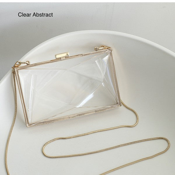 Stylish Acrylic Clear Box Clutch [Clear, Clear Abstract and Honey Comb]