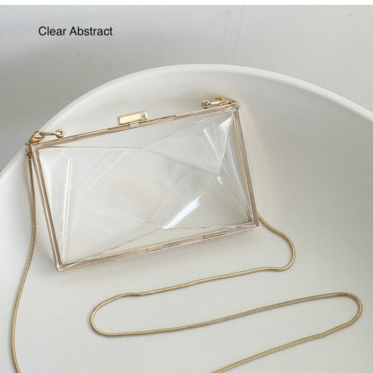 Stylish Acrylic Clear Box Clutch [Clear, Clear Abstract and Honey Comb]