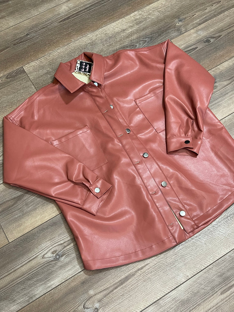Leather Shacket [marsala]